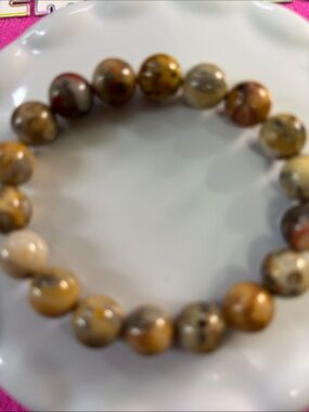 Crazy Lace Agate 10mm Beaded Stretch Bracelet
